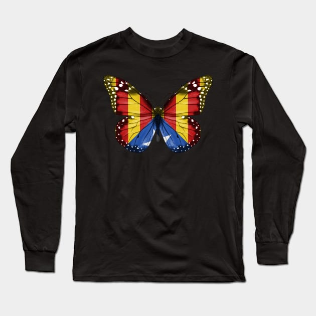 Catalan Flag  Catalan Catalonia Flag Butterfly Freedom - Gift for Catalan From Catolonia Long Sleeve T-Shirt by Country Flags